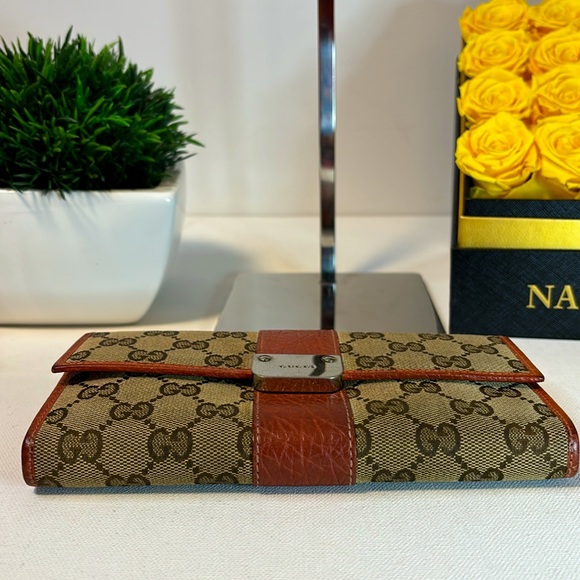 EUC Tan and Coral Gucci Long Canvas Wallet - Picture 6 of 16